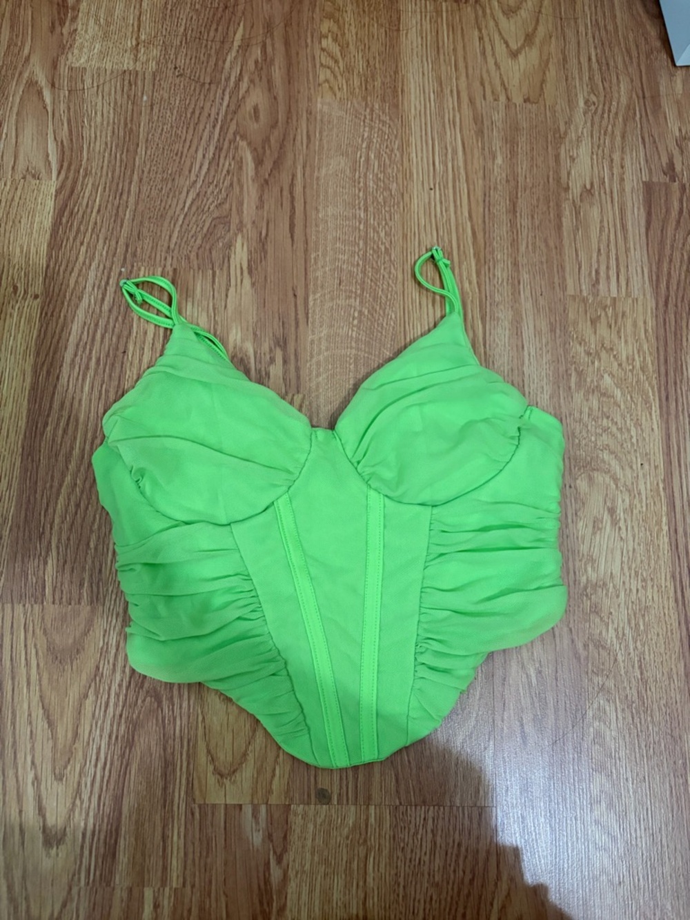 SHEIN Neon Green Bustier Crop Top